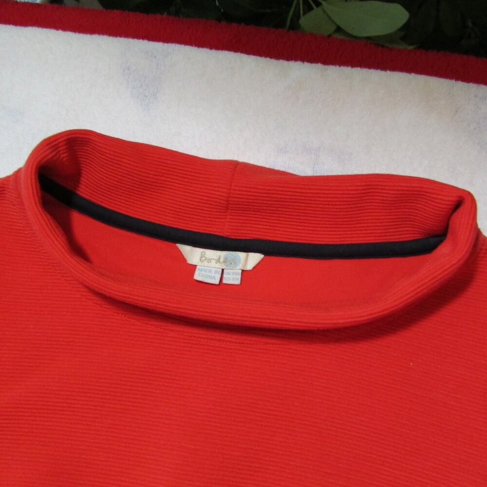 Boden Dress Zoe Red Pepper Ponte Knit Funnel Mock Cowl Neck Sheath - Picture 6 of 12